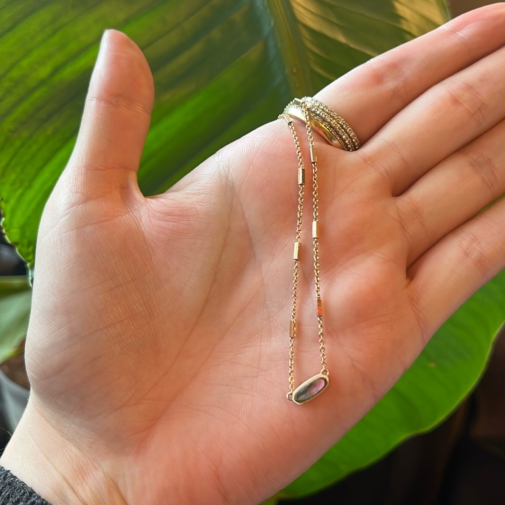 Kendra Scott rose gold abalone pendant necklace